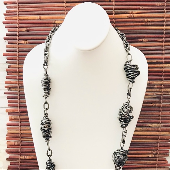 Chico’s Twisted Gunmetal Necklace - Picture 2 of 8